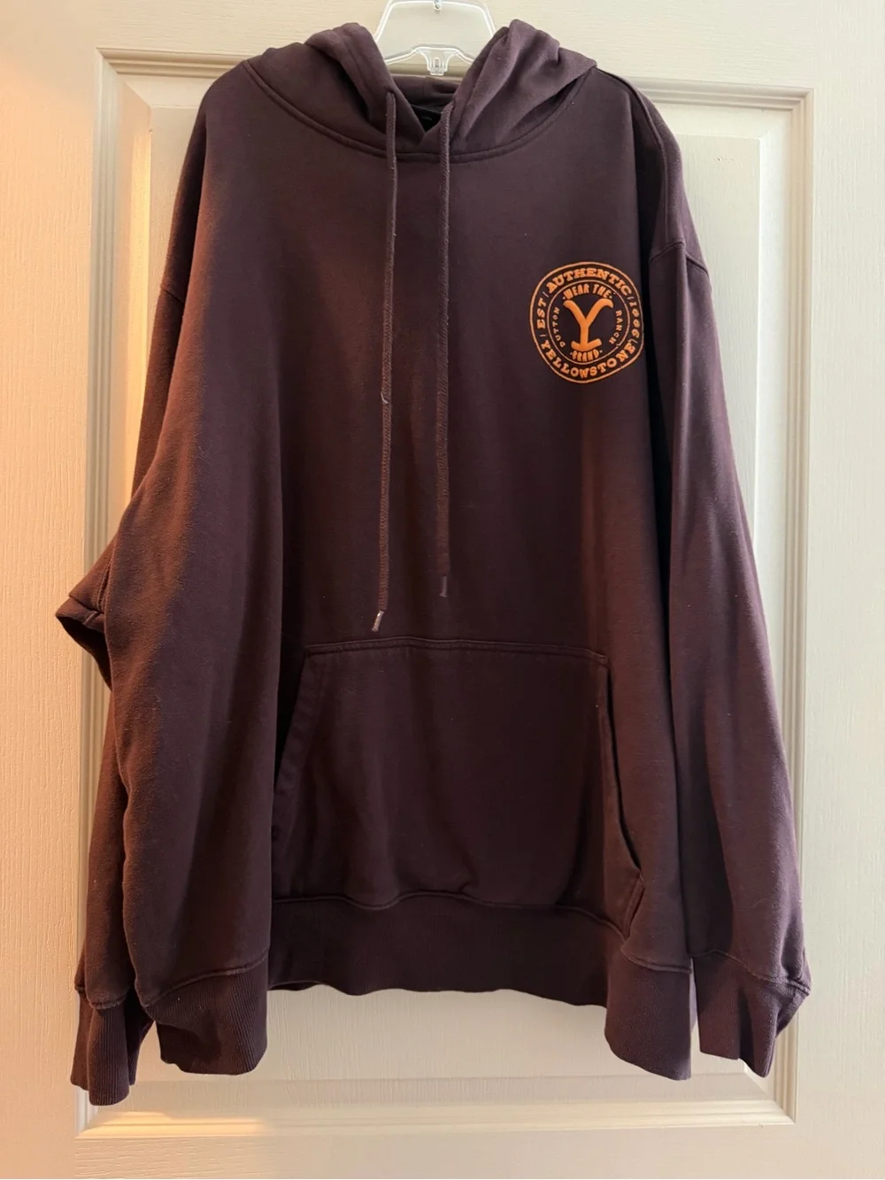 Yellowstone Dutton Ranch Graphic Hoodie - Brown with Orange Print